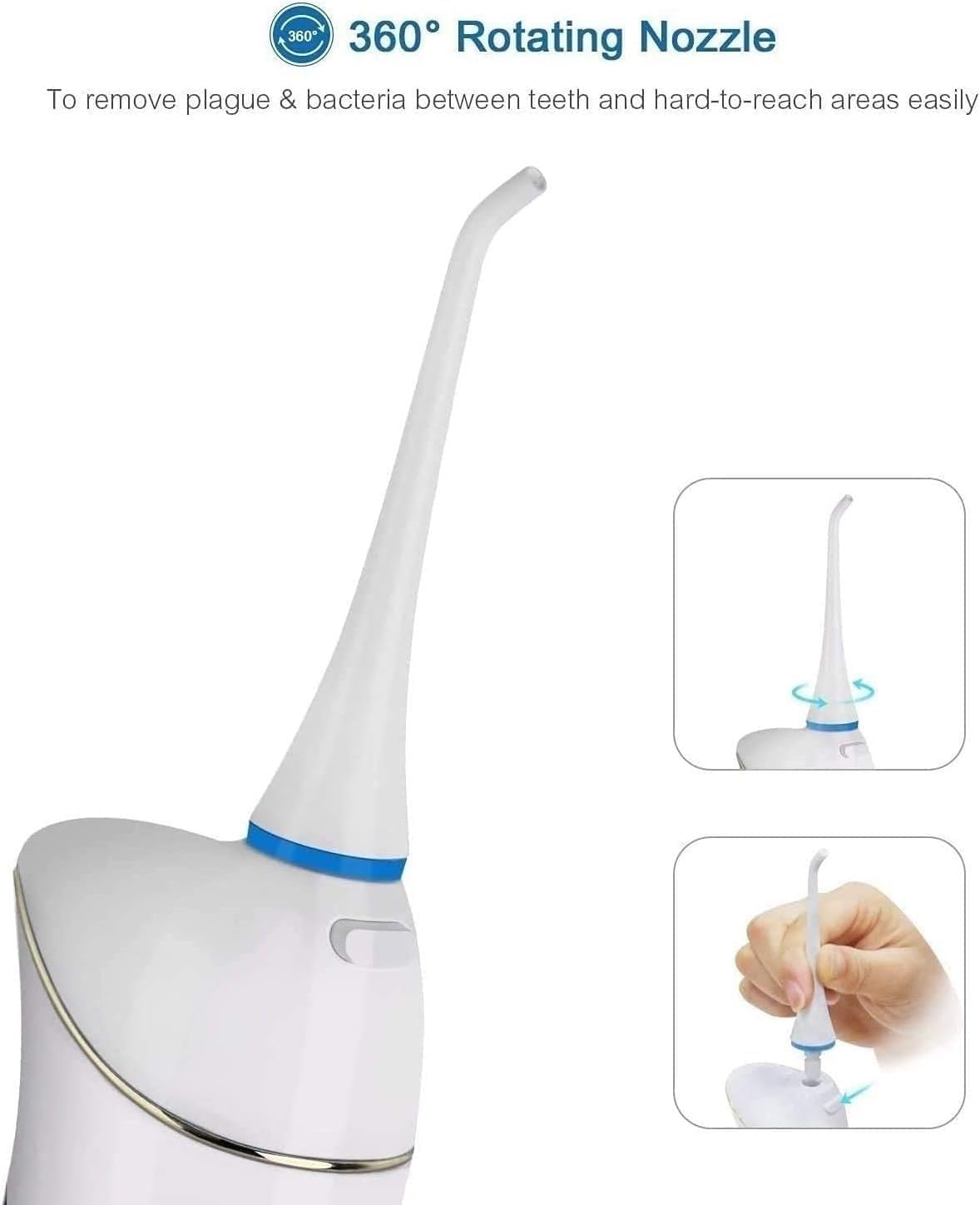 Irrigador bucal inalámbrico profesional con agua, portátil y recargable, resistente al agua IPX7, 3 modos y depósito de agua lavable, ideal for el hogar y viajes, for el cuidado de aparatos dentales y