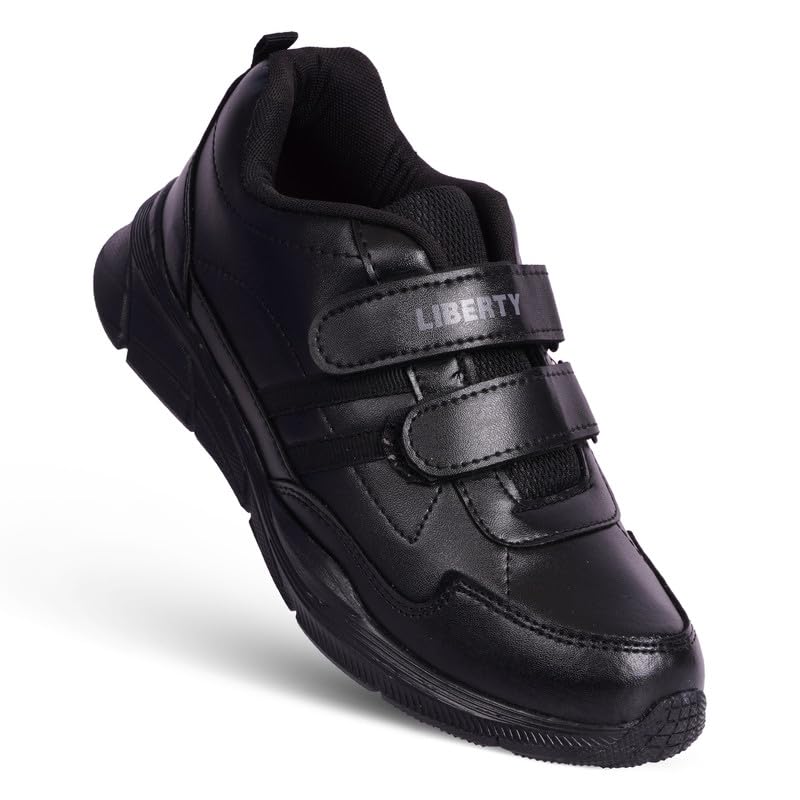 Image of Liberty Boy's & Girl's Hook & Loop School Uniform Shoes with EVA Sole | Stylish & Lightweight | Comfortable Footbed | Memory Foam Insole