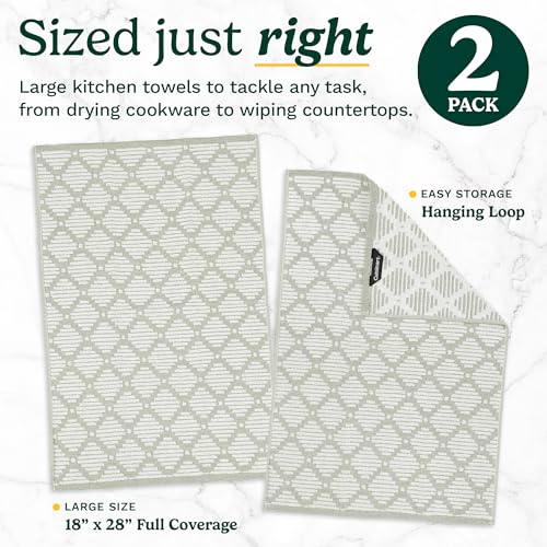 Image of Best Brands Cuisinart Cotton Kitchen Towels, 2-Pack 18x28, Bleach Safe | Handles dishes and spills with ease, durable for everyday cleaning, super absorbent, machine washable, OEKO-TEX certified