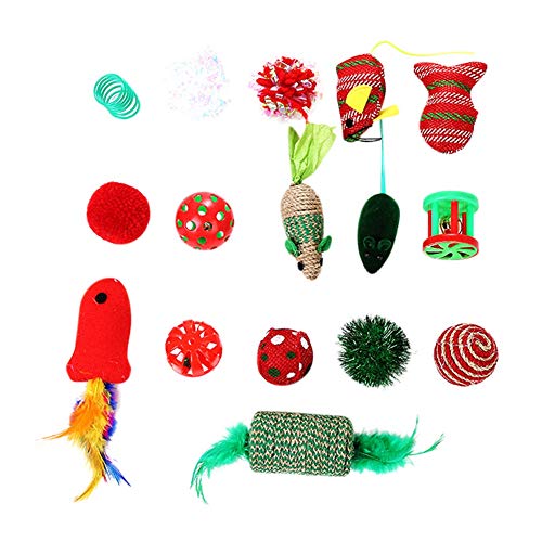 handfly Conjunto de 16 peças de brinquedos de Natal para gatos Brinquedos de gatinhos Brinquedos de