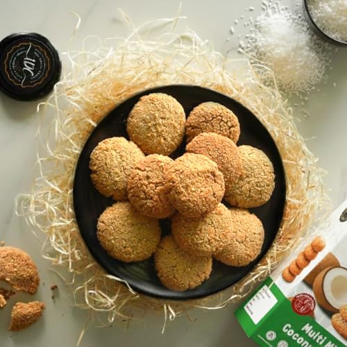 Image of THE DOUGH CORNER Healthy Multi Millet Coconut Cookies | High Protein, Jaggery-Sweetened, No Palm Oil, No Maida, And No Refined Sugar | Real Coconut | Wholesome Snack for Every Age & Lifestyle-200Gm