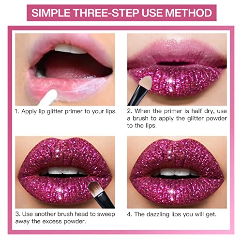 Lokfar 4 Colors Glitter Lip Kit, Shiny Diamond And Metallic Lip Glitter Makeup Lipstick Lip Gloss Glitter Lipstick, Waterproof & Long Lasting Lip Makeup Powder Set For Lips Nails Art(Set A Warm Color) #TOP6