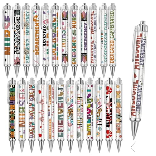 Motipuns 24 Pcs Christmas Emergency Nurses Appreciation Gifts for ER Nurse Thank You Ballpoint Pens Healthcare Worker End of Year Gift Party Favor for Hospital Staff Employee Coworker Office Supplies