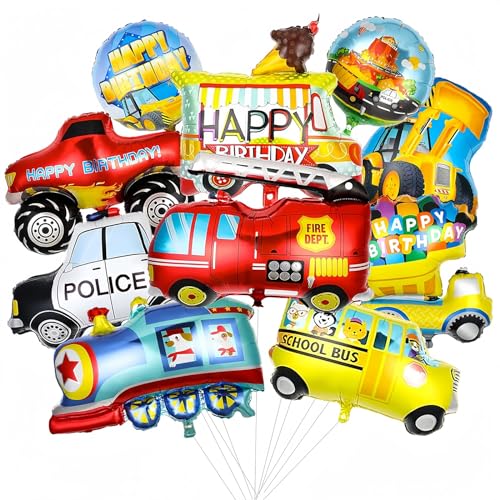 Globos de Vehículos Set de 10 Piezas para Decoración de Fiesta Cumpleaños Temática Cars