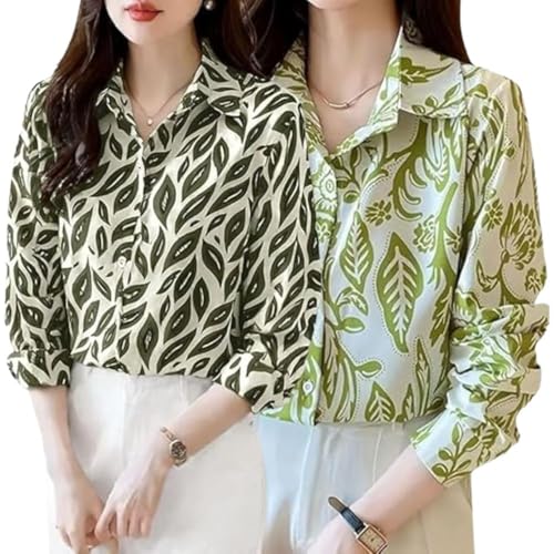 Image of Leriya Fashion Shirt for Women S-3XL | Abstract Printed Crepe Full Sleeve Shirt Collared Silhouette | Office Wear Tops for Women, Western Shirt for Women & Stylish Tops for Women Smart-Casual Styling