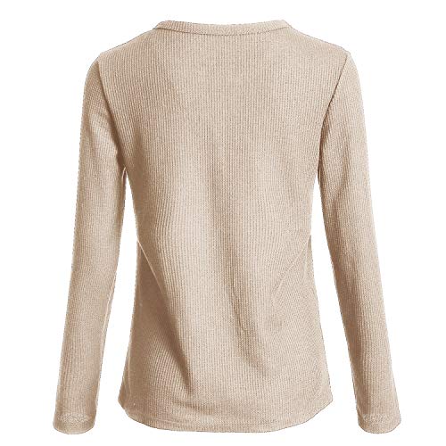 Image of Famulily Womens Long Sleeve Tshirt V Neck Loose Fit Soft Waffle Knit Thermal Tops