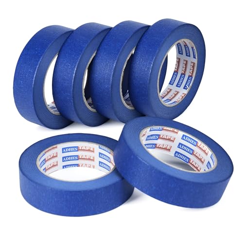 Image of ADHES Blue Painters Tape Masking Tape for Painting,Paint Tape No Residue Outdoor Anti UV Multi Surface Use, 30mm x 50m (1.2Inch x 55yard),6Rolls