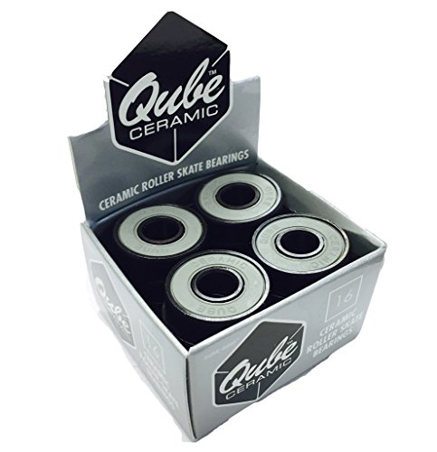 Sure-Grip QUBE Ceramic Skate Bearings - 8mm High Performance Bearings for Roller Skates, Inline Skates- Comes in Pack of 16