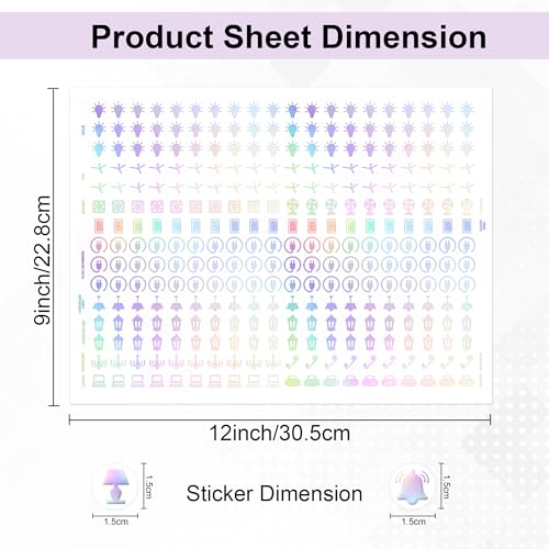 Image of GLUN 600 PCS Rainbow Switch Label Stickers 38 Multicolour Icons, Perfect for Identifying Electrical Switches in Home & Office