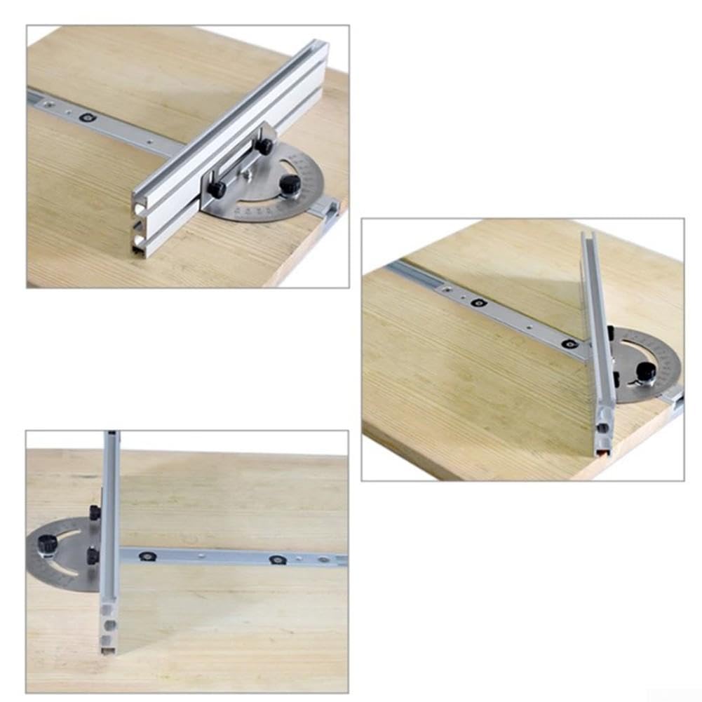 Medidor de inglete de aluminio con parada de pista para carpintería (D)