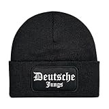 UGLYSHIRT Deutsche Jungs Mütze | Strickmütze – Ostdeutschland Fußball Fan Szene Stadion Streetwear Unisex Wintermütze | Patch Beanie Schwarz