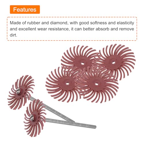 QUARKZMAN 30 Stück Radial Bürstenscheiben Set 1 Zoll 220 Körnung Detailliertes Schleifbürsten Kit Lückenpolierscheiben Sortiment Mit 1/8 Zoll 3/32 Zoll Schaft Mandrels Rot