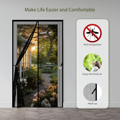 Moustiquaire magnétique pour porte extérieure et couloirs de patio été