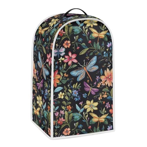 YUVAMAGIMO Dragonfly Flower Blender Cover with Top Handle Portable Stand Mixer or Coffee Maker Cover Machine Washable Kitchen Appliance Dust Cover for Food Processor Holiday Decoration