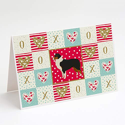Caroline's Treasures CK5906GCA7P Australian Shepherd Love Greeting Cards and Envelopes Pack of 8 Blank Cards with Envelopes Whimsical A7 Size 5x7 Blank Note Cards