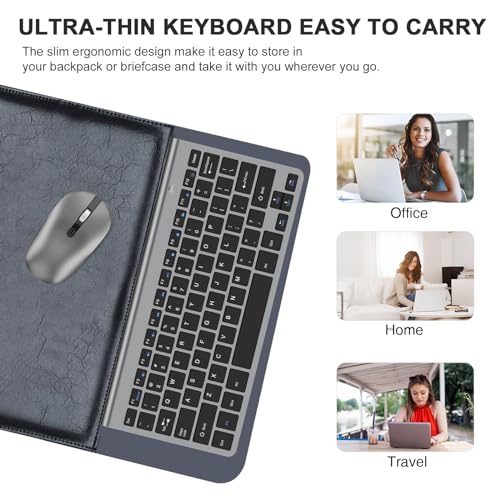 Image of cimetech Mini Wireless Keyboard and Mouse, 2.4G Portable Slim Keyboard and Mouse Set with 12 Multimedia Shortcuts for Computer, PC, Laptop, Tablet, Desktop, Android SmartTV (Grey)
