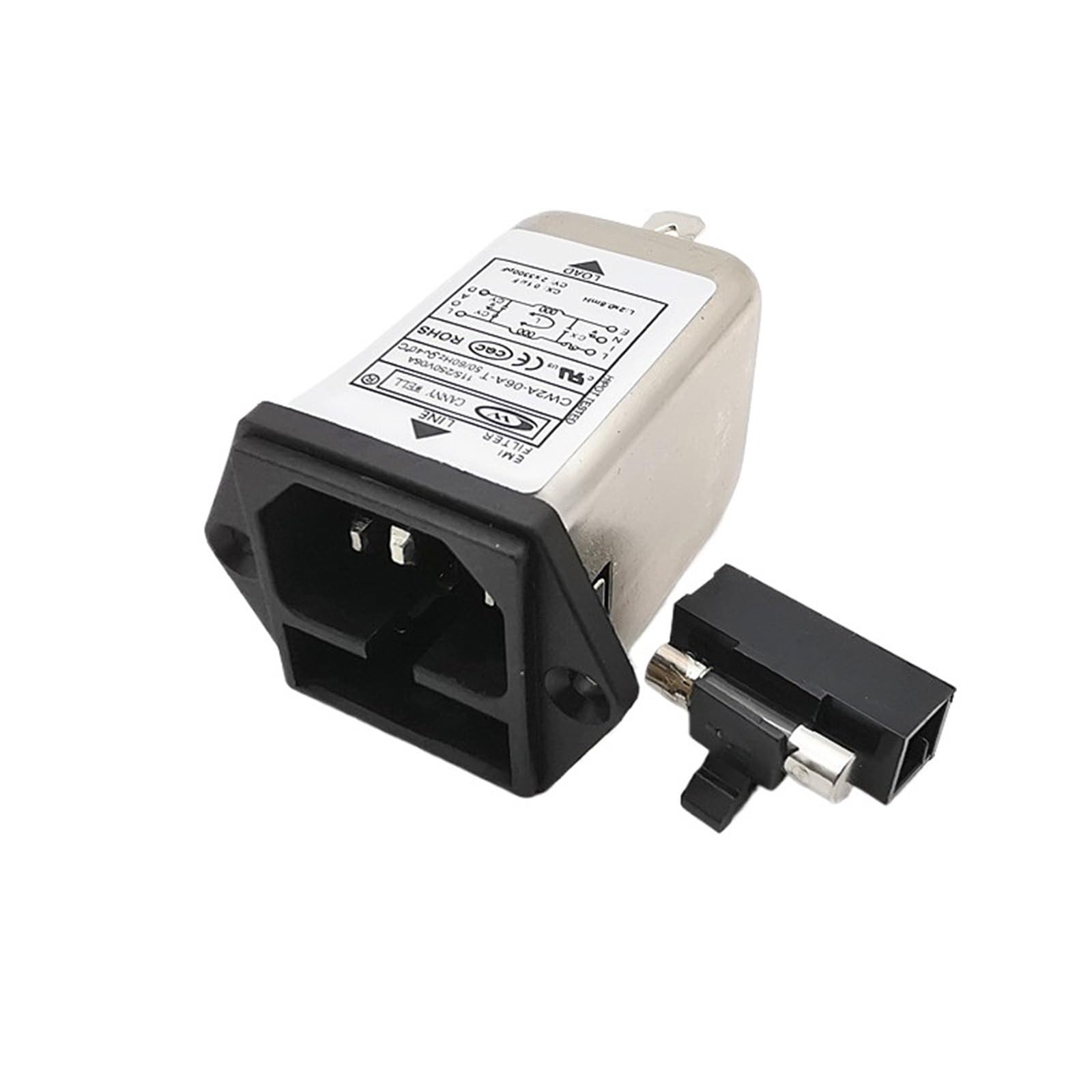 Filtro de potencia monofásico CW2A-10A-T de 10A con portafusibles F2