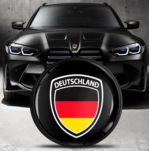 Image of Biomar Labs Front Hood Trunk Tuning Badge 82mm Compatible with BMW Emblem 51148132375 Black Red Yellow Germany Flag EO 3 New