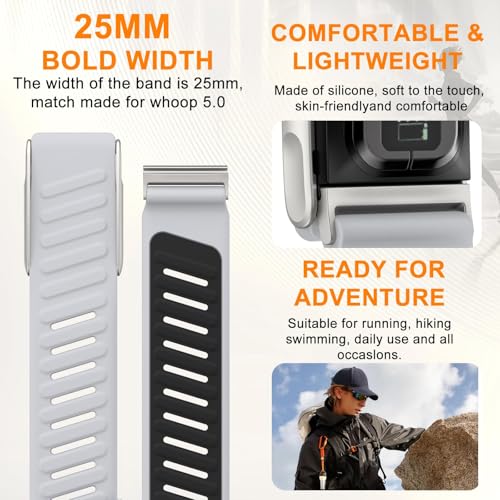 Image of Waterproof Silicone Strap for Whoop 5.0, Adjustable Replacement Band for Whoop Band 5.0, Whoop Bracelet, Stainless Steel Buckle, Soft and Breathable, Suitable for Both Men and Women