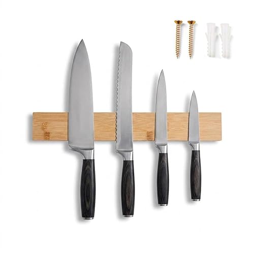 Bamboo Knife Magnetic Strip, Magnetic Knife Holder for Wall, Magnetic