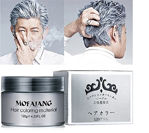 Hair Wax 4.23 oz, Washed Hair Wax, Natural Matte Hairstyle Hair For Party, Cosplay (Silvery Gray)