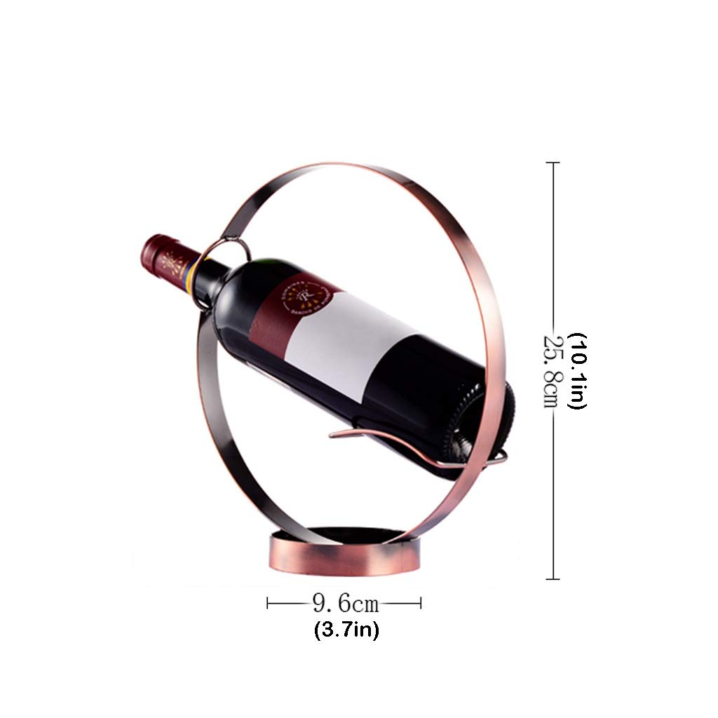 Botellero de vino para encimera de mesa, estante de vino simple de hierro forjado, anillo circular, decoración de vino tinto, estante creativo para sala de estar, obras de arte, botellero de vino