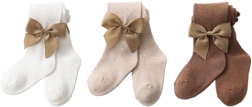Baby Toddler Girl's Tights Cable Knit Mesh Leggings Little Girl Seamless Stockings Bows Cotton Pantyhose