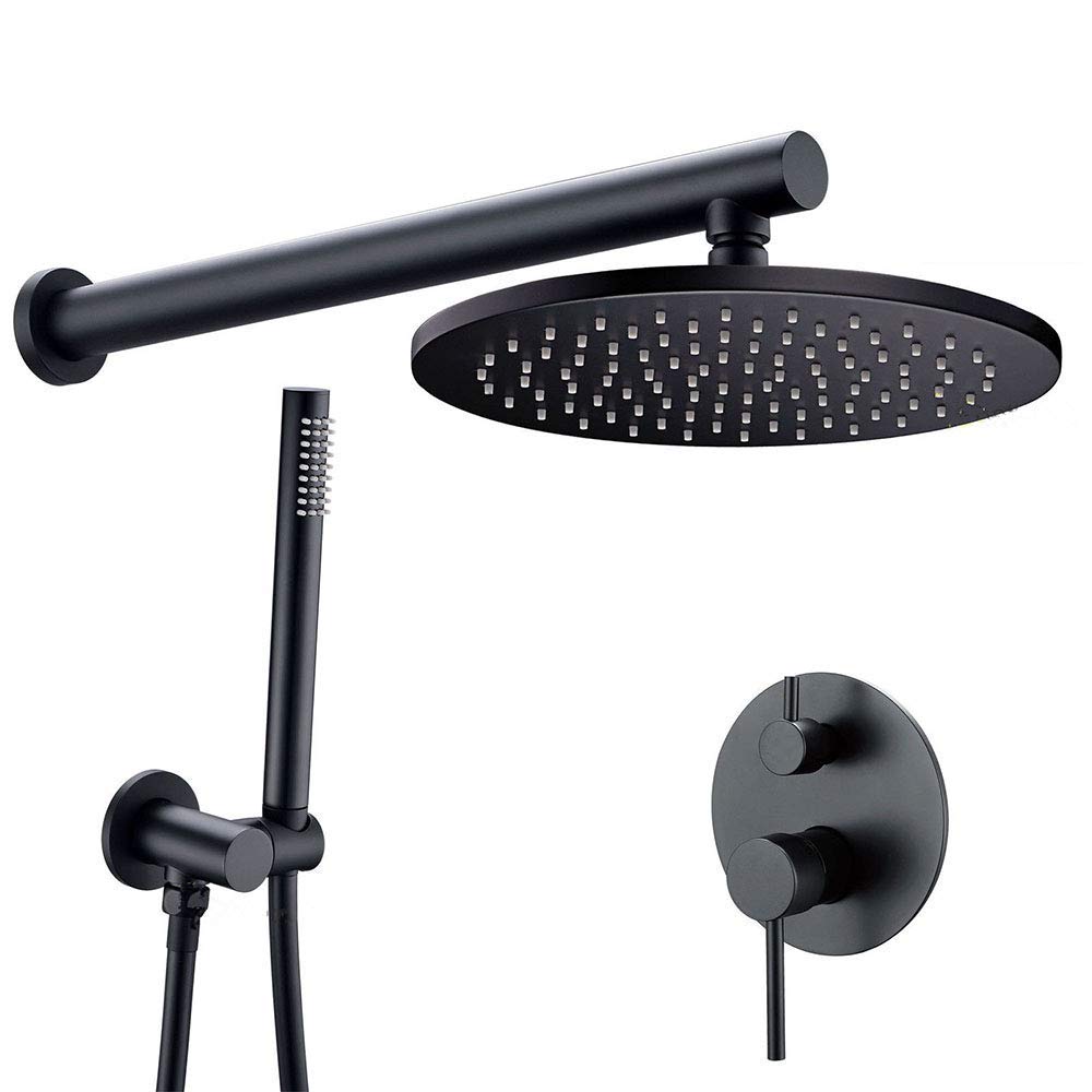 CWCQGH Black Shower Mixer Set with Bidet Shower Wall Bathroom Shower Faucet Bathtub Black Shower Mixer Brass