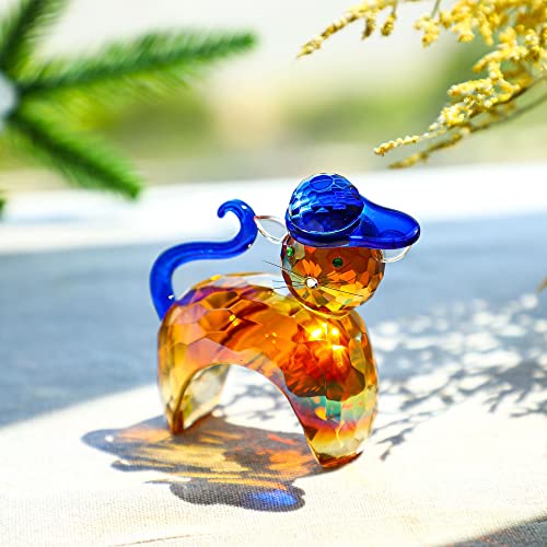 Qfkris Crystal Cat Animal Figurines Collectibles Blown Glass Art Kitten Sculpture Christmas Ornament(Champagne) #TOP11