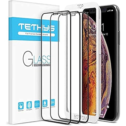 TETHYS Glass Screen Protector Designed for iPhone 11 / iPhone XR / iPhone 12 / iPhone 12 Pro [Edge To Edge] Full Coverage Tempered Glass Compatible iPhone 12/12Pro/11/Xr 6.1"[Guidance Frame], 3 Pack Cover