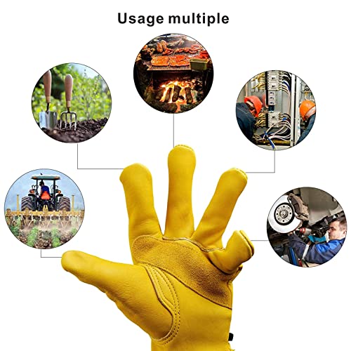 Image of Leather Work Gloves for Men and Women - Soft Flexible Gardening Gloves With Adjustable Wrist, Abrasion and Puncture Resistant (XL)