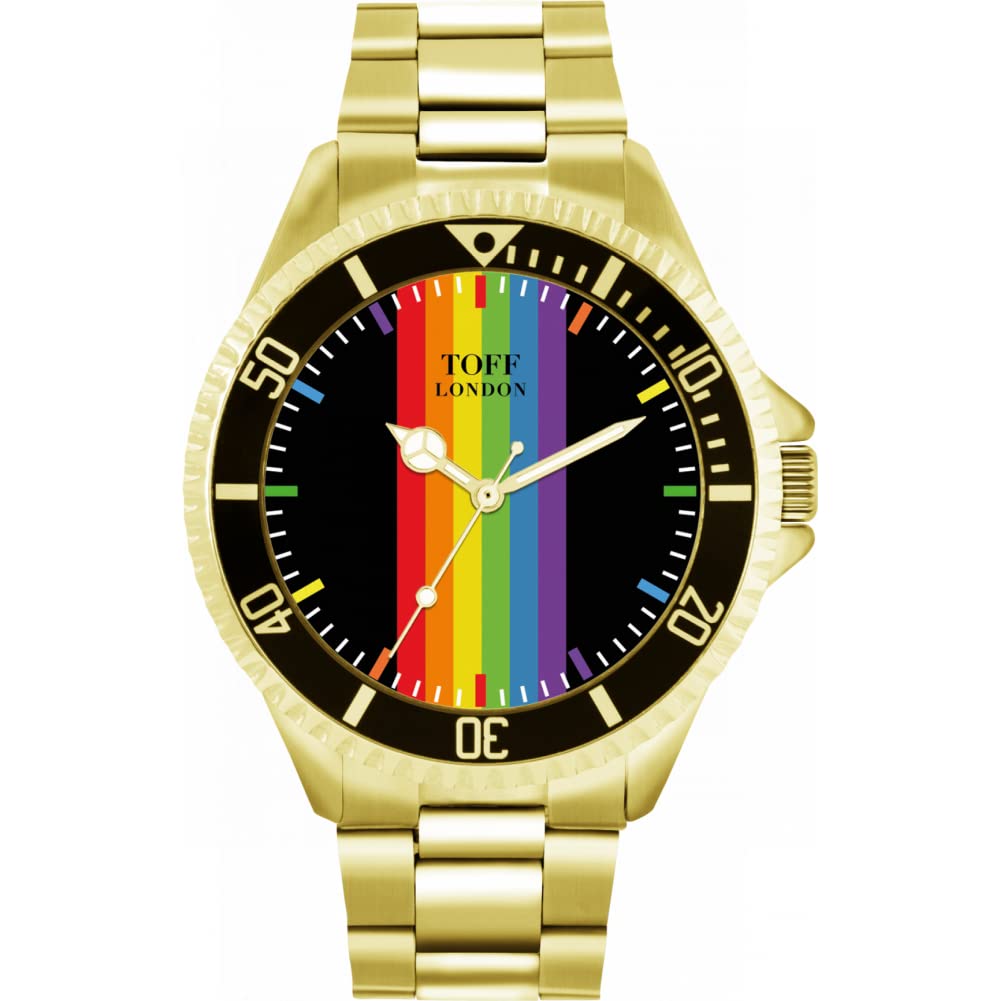 Pride Linear Rainbow Batons Mens Wrist Watch 42mm Case Custom Design