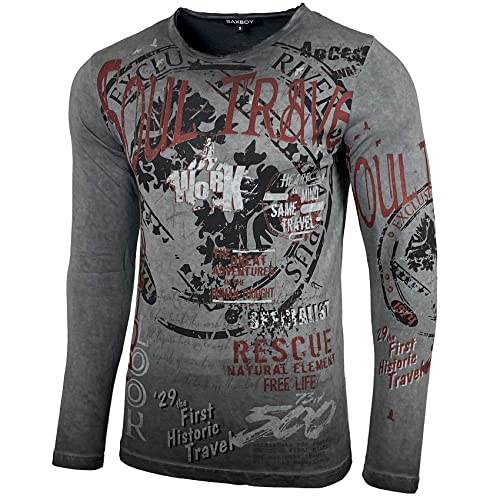 Herren Longsleeve T-Shirt Moderner Männer Langarmshirt Langarm Sweatshirt 704, Farbe:Anthrazit, Größe:XL Cover