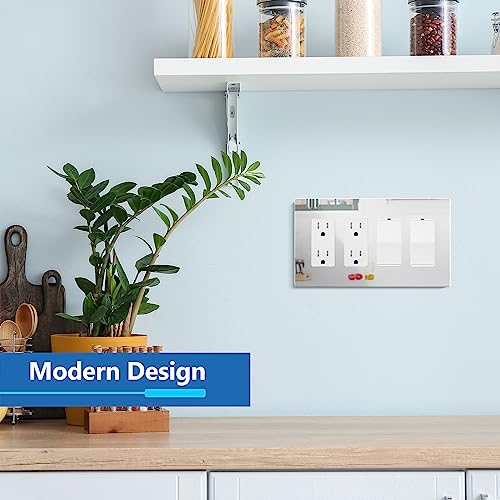 Image of LIDER Quadruple Decorator Wall Plate, Impact Resistant, Acrylic, Mirror Glass Silver, 1-Pack