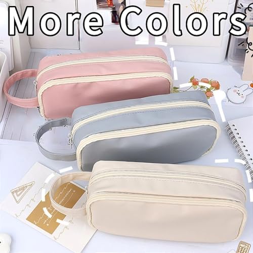 Image of Big Capacity Pencil Case 5 Compartments Large Pencil Pouch Pen Bag Pencil Box Holder Organizer Simple Storage Aesthetic Stationery Cosmetic for Adults Men Women College Office Essentials (Blue)