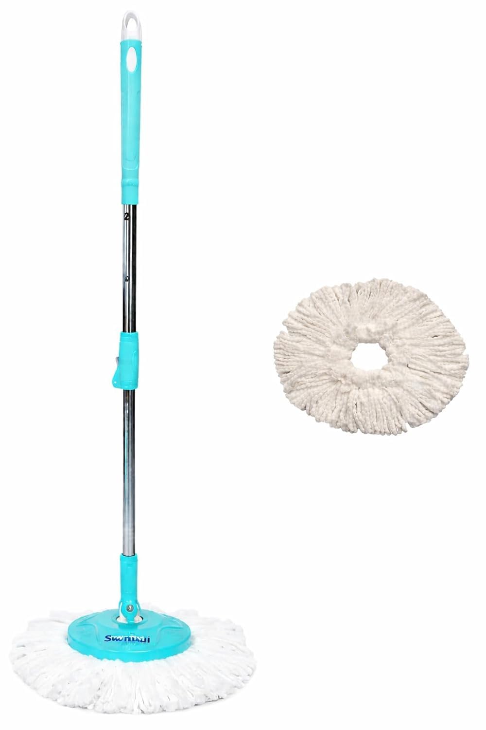 Microfiber Spin Mop Set with Refills | 360° Rotating Floor Cleaning Mop with Stainless Steel Rod | Absorbent Dust & Water Mops for Home, Kitchen & Office Cleaning (1 Refill + 1 Mop)-picture-18