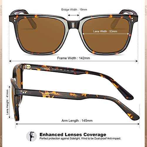 Image of CARFIA Acetate Polarized Sunglasses for Men UV400 Protection Classic Retro Square Shades Driving Glasses