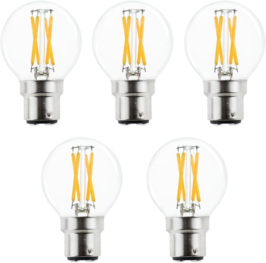 Dimmable 4W B22 G16.5 Vintage Bayonet LED Mini Globe Blub Warm White 2700K, 40W Halogen Replacement for Beside Lamp Ceiling Fan Pendant Lights Chandelier Fixture,400 lm 5-Pack