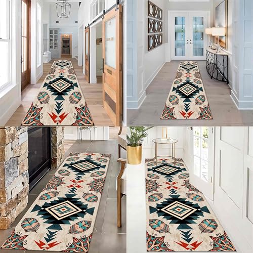 Alfombra geométrica de 120x360 cm lavable para pasillo largo 5