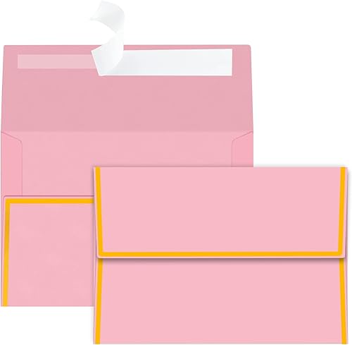 YINUOYOUJIA 46 paquetes de sobres cuadrados de 5 x 7 pulgadas con borde dorado sobres negros de lujo A7 para autosellado de invitación ideal para