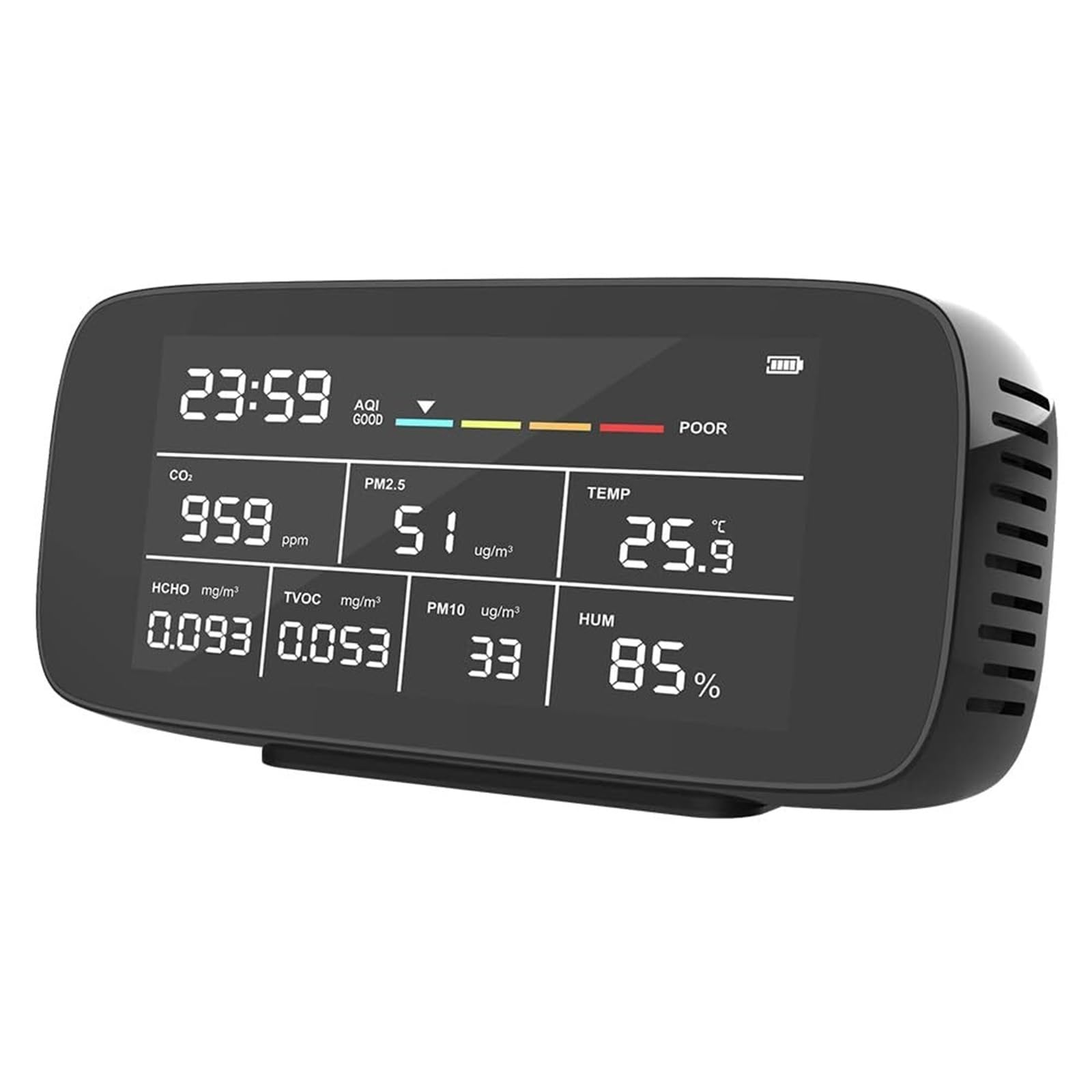 Monitor de co2, Detector De Calidad del Aire DM197 9 En 1 CO2/PM2.5/HCHO/Sensor, Pantalla LCD para el hogar(DM197)