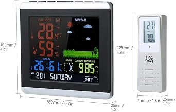 Digital Thermometer Hygrometer Wireless Weather Station,Color LCD Weather Forecast Clock