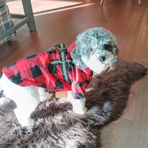 Image of BEAUTYZOO Dog Raincoats for X-Small Dogs, Waterproof Rain Jacket with Hood | Puppy Rain Jacket with Harness, Reflective Poncho with Harness Built in, Rain Gear Clothes with Hat for Boy Girl, Red XS
