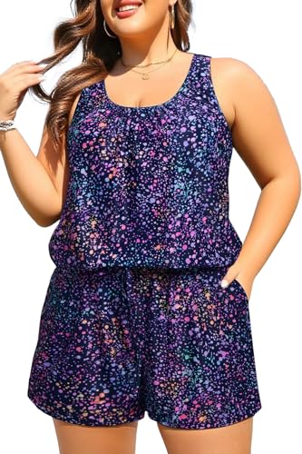 Image of Tempt Me Romper One Piece Swimsuits with Short - Women Boyleg with Pockets Bathing Suit Modest Swimwear