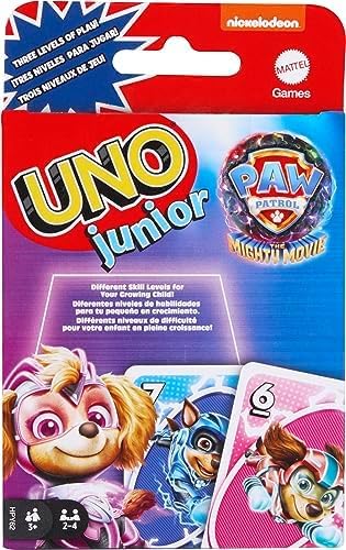 Mattel Games UNO Junior Paw Patrol: The Mighty Movie Kids Card Game for Family Night Featuring 3 Levels of Play (Pack of 8)