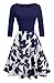 HOMEYEE Women's 1950s Vintage Elegant Cap Sleeve Swing Party Dress A009 (L, Dark Blue + 3/4 Sleeve)