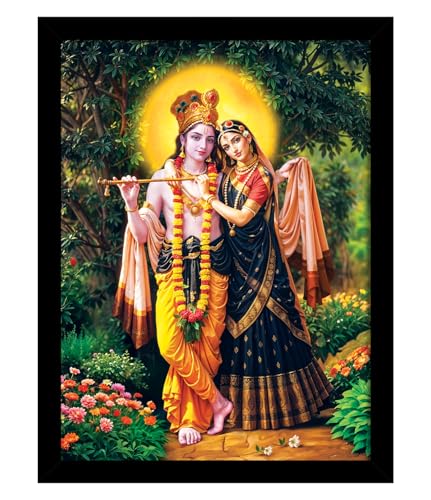 Image of ArtX Radha Krishna Photo Frame, Radha Krishna Wall Painting, Wall Decor, 10.0 x 13.0 in, Multicolor, Set of 1