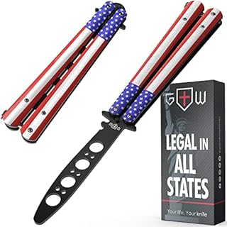 Butterfly Knife Trainer - American Patriot Balisong- Practice Butterfly Knife - Butterfly Knives NOT Real NOT Sharp Blade - USA Flag Dull Trick Butterfly Knifes - Butter Fly Knife Training CSGO K14 U