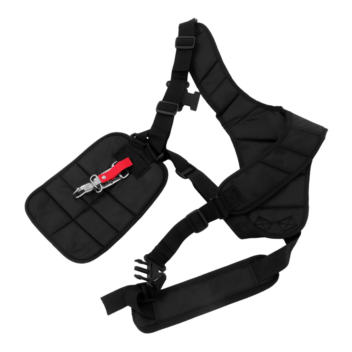 Toyvian Arnés para Desbrozadora de Doble Hombro Acolchado de Nylon Negro | Cintura Ajustable Hebilla, Reduce Tensión en Manos y Muñecas, Recorte de Césped Sujeción Estable