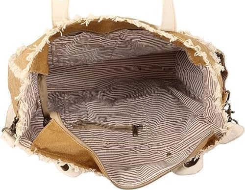 Orbit Art Gallery Sel De Mer Upcycled Canvas Hand Bag, Canvas Tote Bag Shoulder Handbag for Women, Brown4